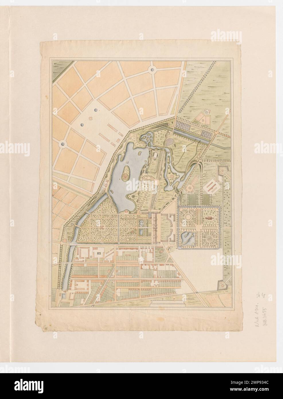 Tsarist siole. General plan of the residence;  around 1792 (1792-00-00-1793-00-00);Tsarist Sioło (Pushkin - palace and park complex), Nieborów - collection, places, parks (gardens), palaces (architect), plans, architectural plans, architectural drawing Stock Photo