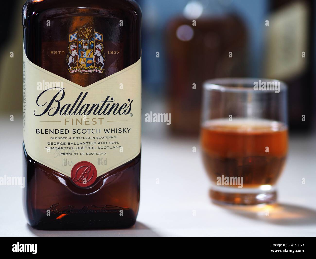 Ballantines scotch bottle hi-res stock photography and images