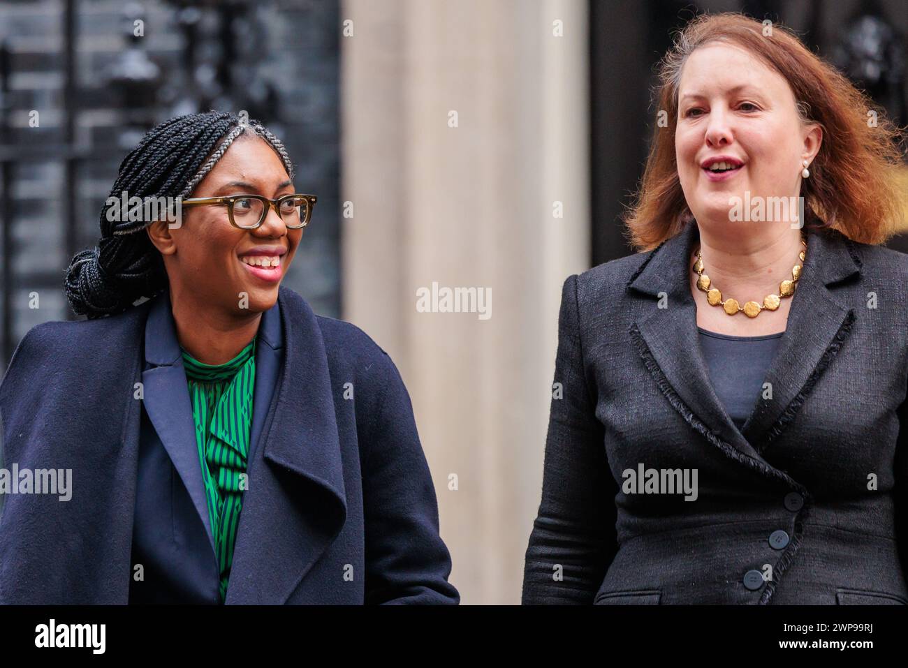Downing Street, London, UK. 6th March 2024.  Kemi Badenoch MP, Secretary of State for Business and Trade and President of the Board of Trade and Minister for Women and Equalities, and Victoria Prentis MP, Attorney General, attend the weekly Cabinet Meeting at 10 Downing Street. Photo by Amanda Rose/Alamy Live News Stock Photo