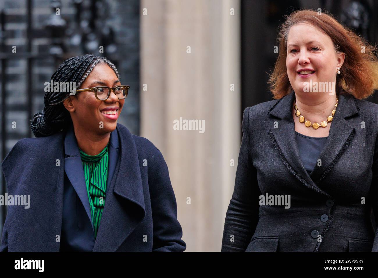 Downing Street, London, UK. 6th March 2024.  Kemi Badenoch MP, Secretary of State for Business and Trade and President of the Board of Trade and Minister for Women and Equalities, and Victoria Prentis MP, Attorney General, attend the weekly Cabinet Meeting at 10 Downing Street. Photo by Amanda Rose/Alamy Live News Stock Photo
