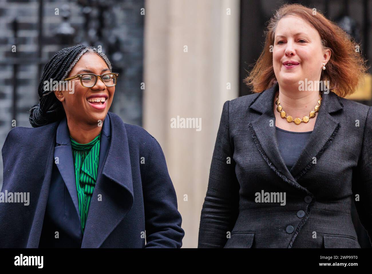 Downing Street, London, UK. 6th March 2024.  Kemi Badenoch MP, Secretary of State for Business and Trade and President of the Board of Trade and Minister for Women and Equalities, and Victoria Prentis MP, Attorney General, attend the weekly Cabinet Meeting at 10 Downing Street. Photo by Amanda Rose/Alamy Live News Stock Photo