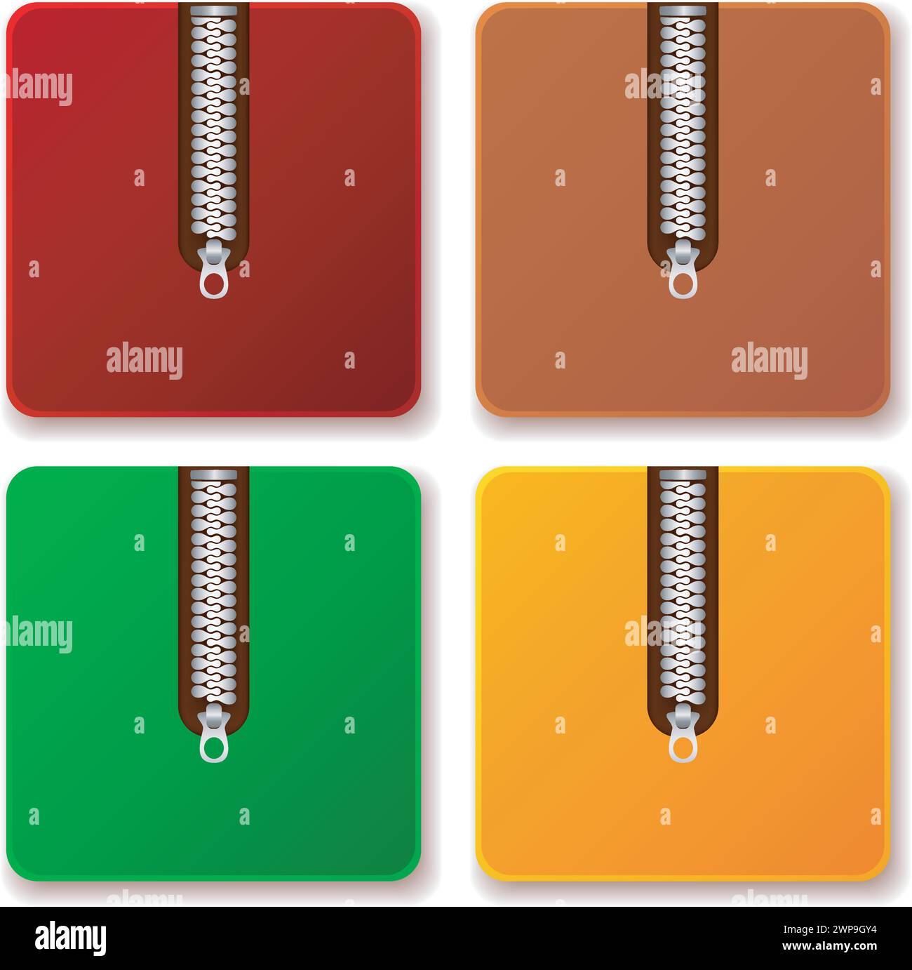 Colored Zip Archives Sets, Vector Illustration Stock Vector