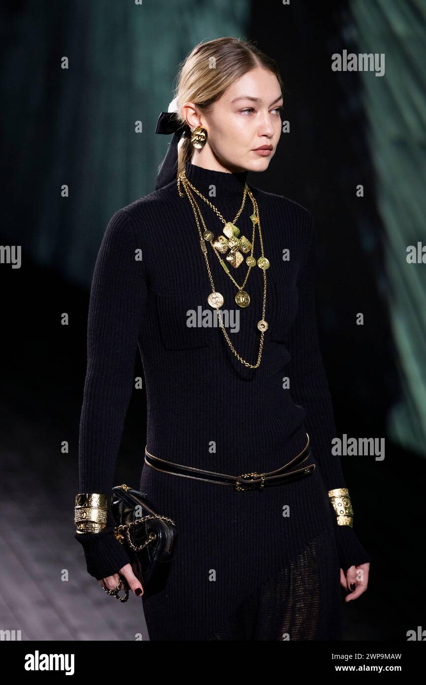 Gigi Hadid wears a creation as part of the Chanel Fall/Winter 20242025