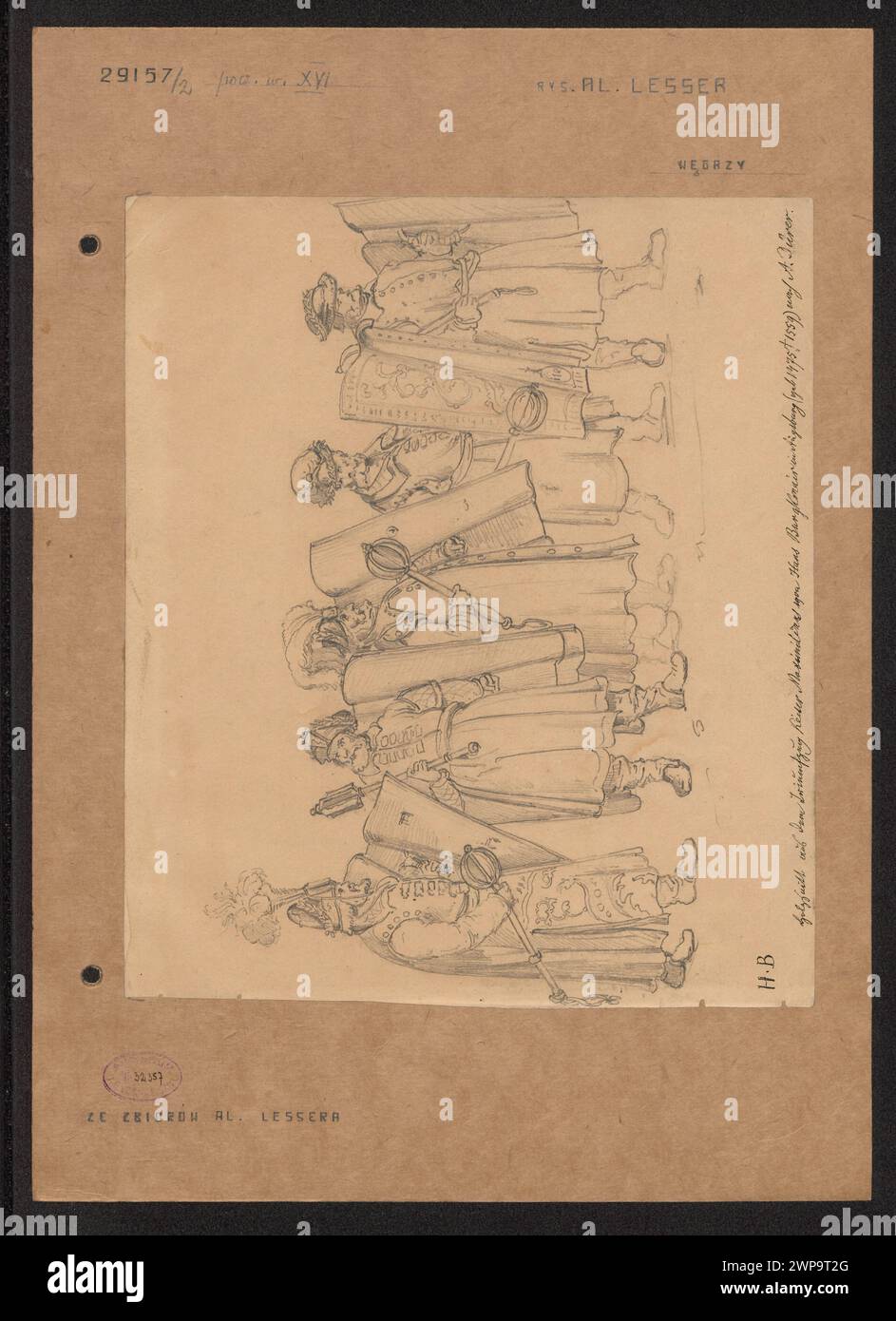 The shell of armed, not in the beginning of the 16th century, according to Hans Burggmajer's woodwork, under Albrecht Dürer entitled 'Tripal procession of Emperor Maksymilian I'; Lesser, Aleksander (1814-1884), Burgkmair, Hans (1473-1531; st.), Dürer, Albrecht (1471-1528); 1830-1884 (1830-00-00-1884-00-00);Burgkmair, Hans (1473-1531 - st.), Burgkmair, Hans (1473-1531 - st.) - reproduction, Dürer, Albrecht (1471-1528), Dürer, Albrecht (1471-1528) - reproduction, Lesser, Aleksander ( 1814-1884), Lesser, Aleksander (1814-1884) - collections, Lesser, Emiljan Stanisław (Baron - 1847-1912) - collect Stock Photo