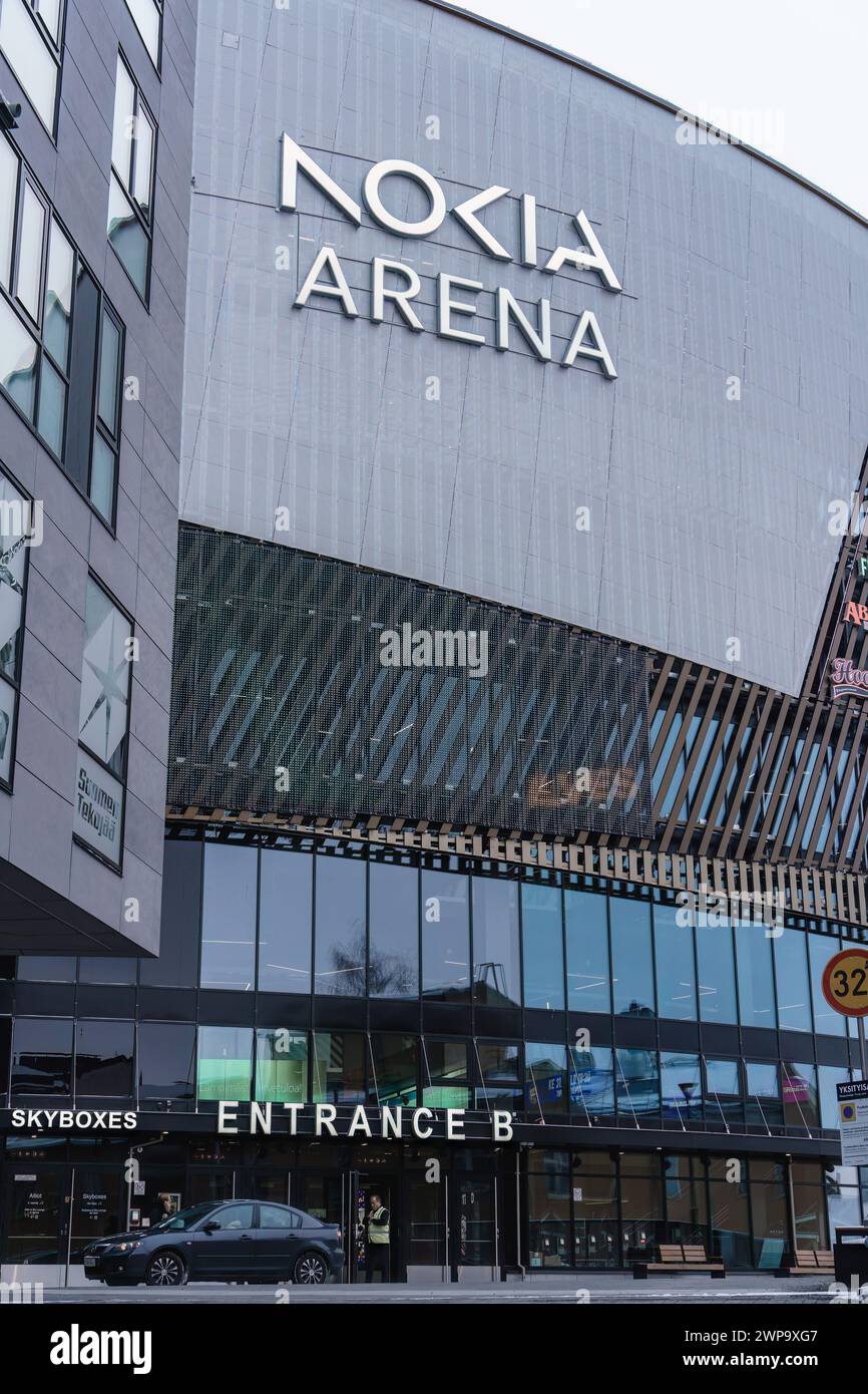 Entrance B of Nokia Arena in Tampere, Finland January 27, 2024. Stock Photo