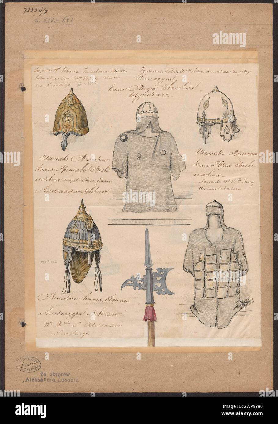 Painting by Aleksander Lesser, 1830-1884, depicting ceremonial caps ...