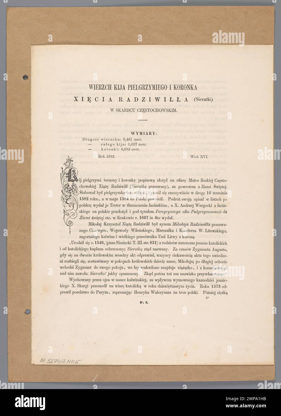 The top of the pilgrim stick and the lace of the book of Radziwi's ...