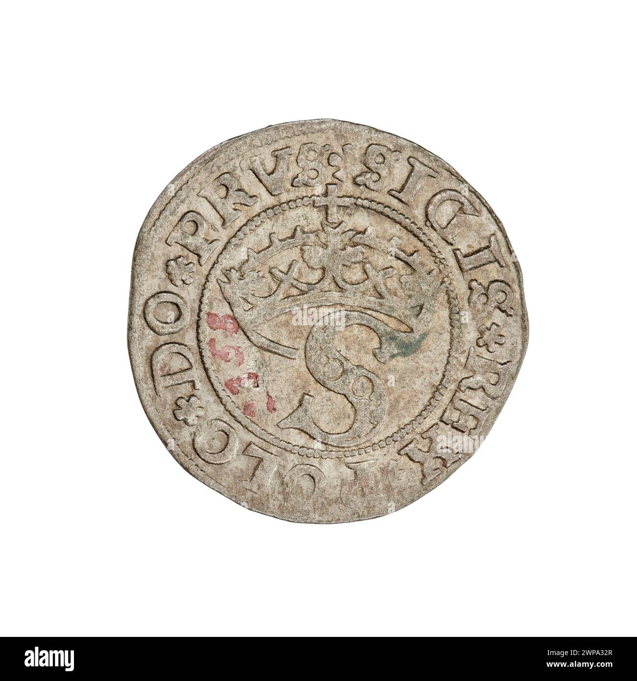 Prussian szel coin from 1531 depicting King Zygmunt I Stary of Poland ...