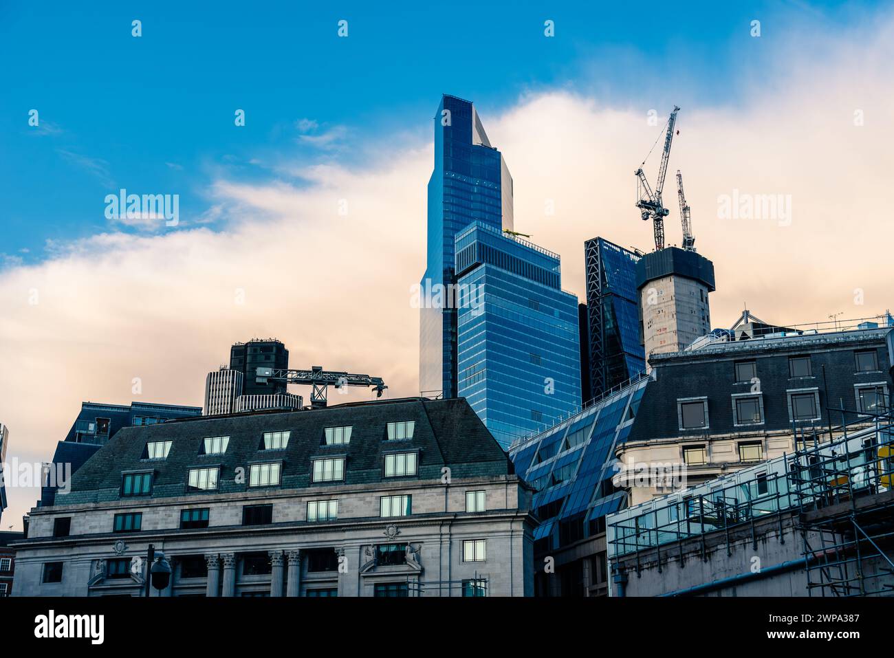 Cityscape of the city of London at dusk, UK Stock Photo