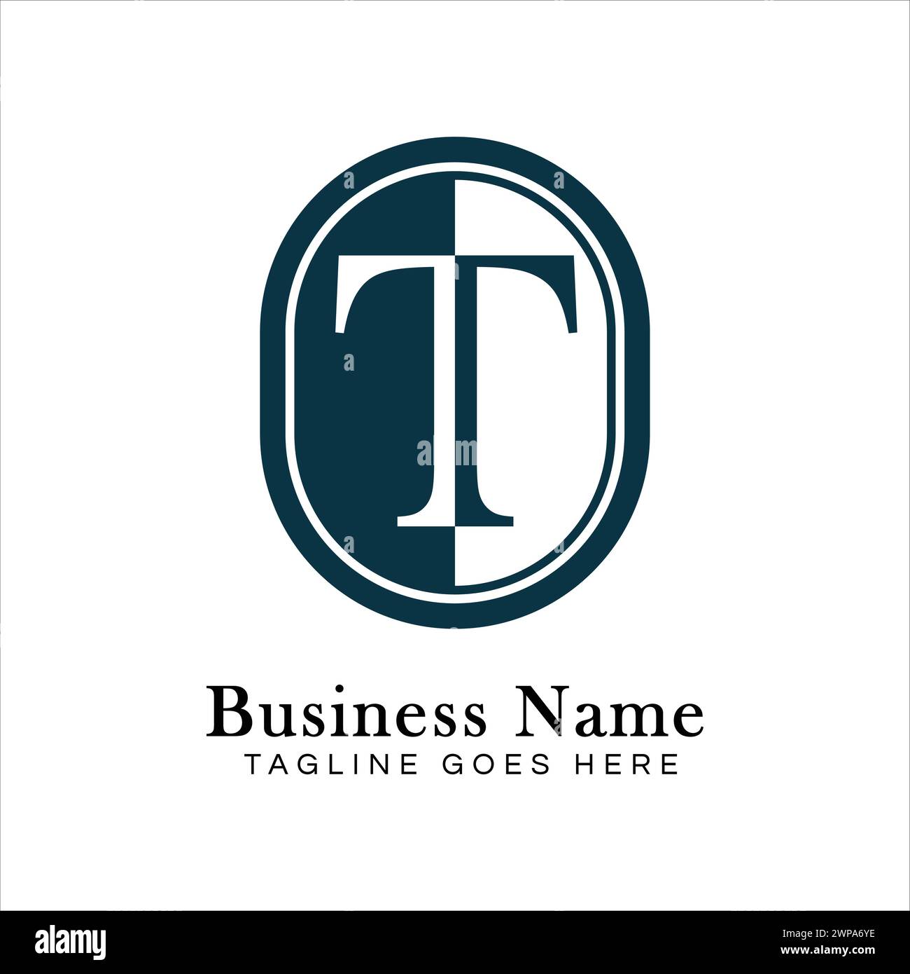 Letter T Logo in Oval shape. Alphabet T Business Icon in Round Shape Stock Vector