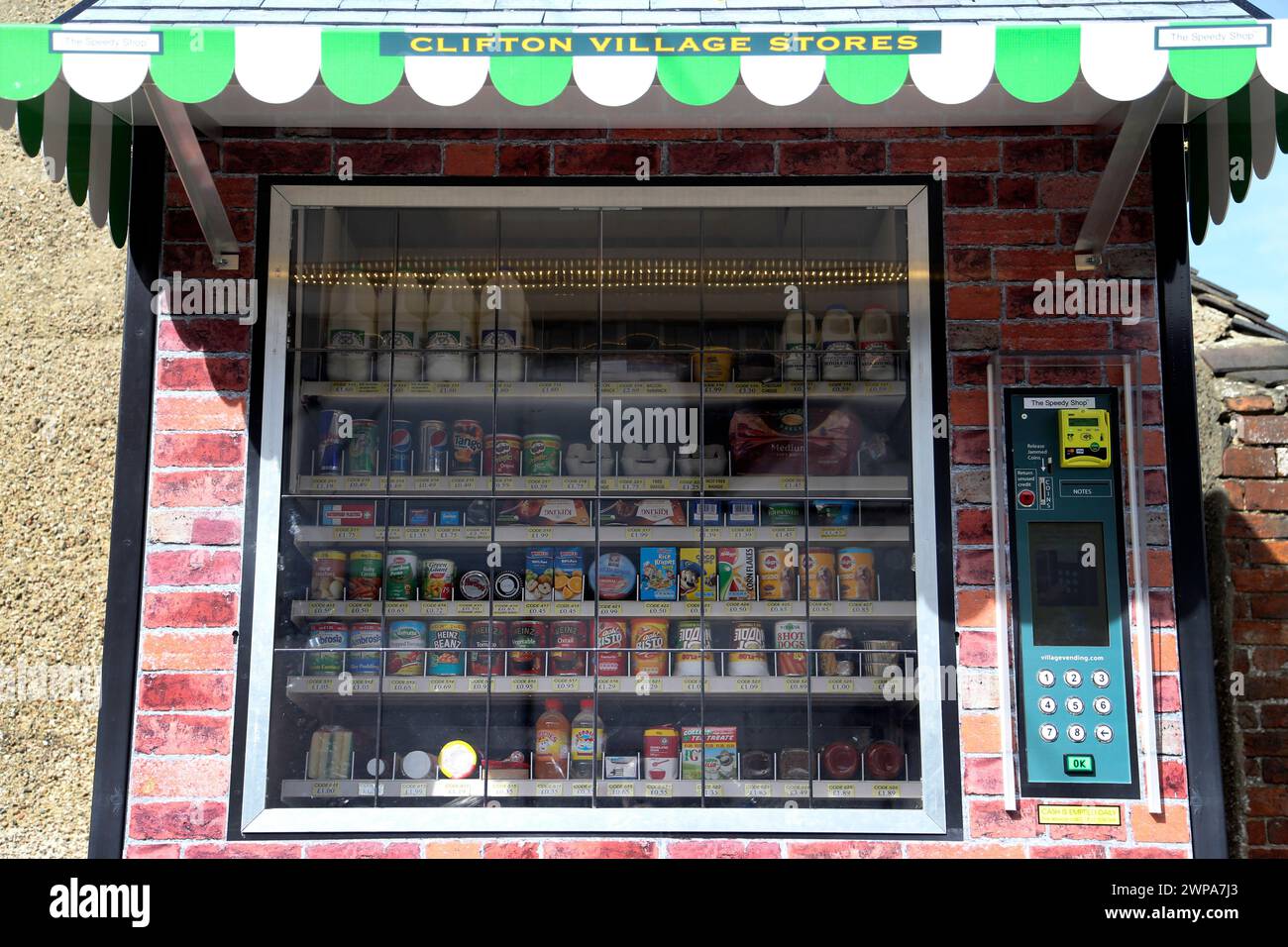 05/01/14  Clifton, village shop near Ashbourne Derbyshire  - automated vending machine. Stock Photo