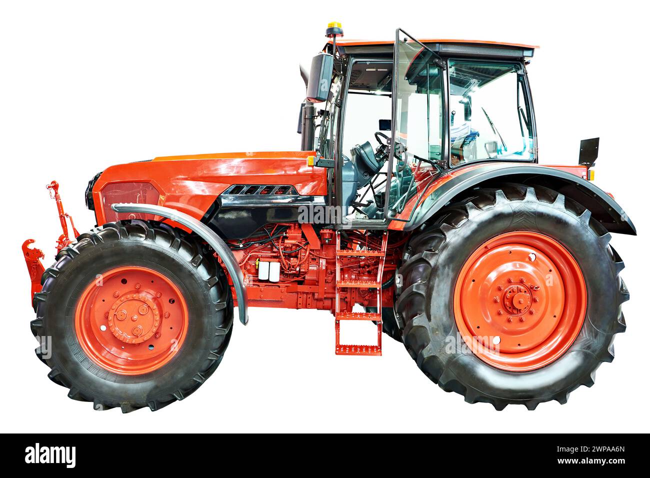 Agricultural tractors and machinery isolated white background Stock Photo
