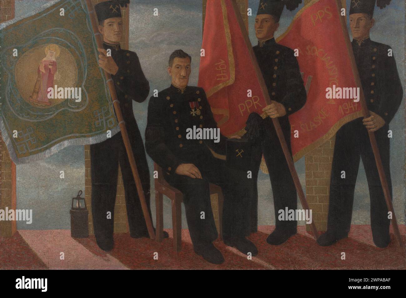Górnik Pstrowski; Kowarski, Felicjan Szcząny (1890-1948); 1948 (1948-00-00-1948-00-00);Miners, contemporary painting, collective portraits, message (provenance), socialist realism (style) Stock Photo