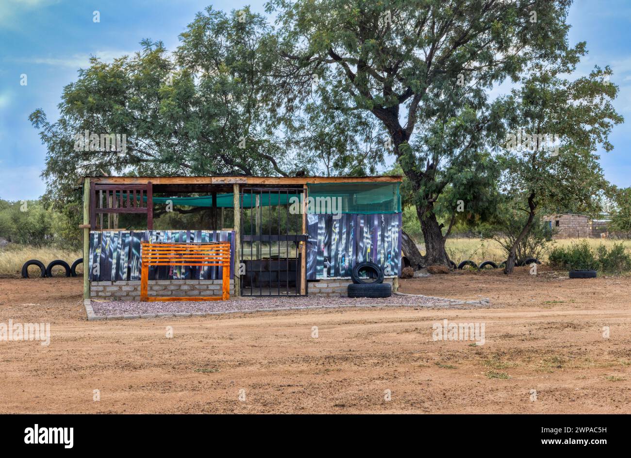 shack for street vendor in south africa on the side of the road, no people Stock Photo