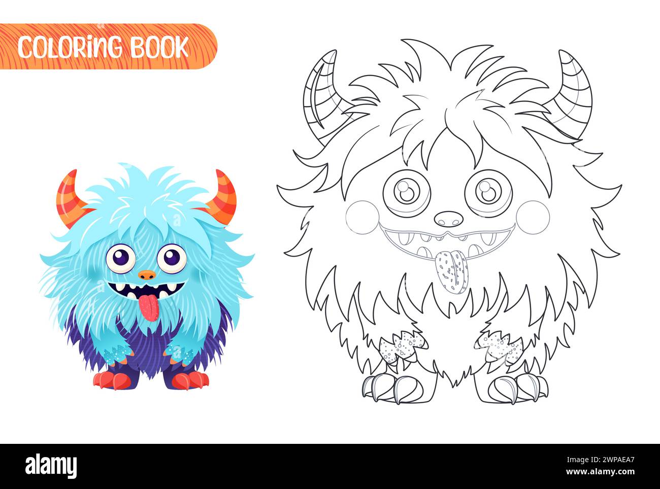 Coloring book for kids. Cute funny monster. Stock Vector