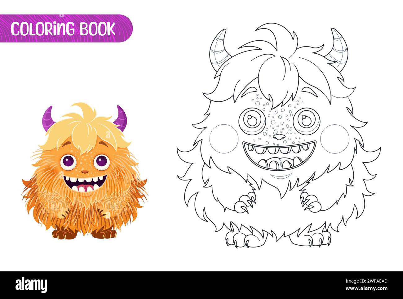 Coloring book for kids. Cute funny monster. Stock Vector