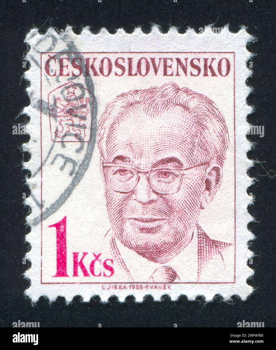 CZECHOSLOVAKIA - CIRCA 1983: stamp printed by Czechoslovakia, shows Gustav Husak, circa 1983 Stock Photo