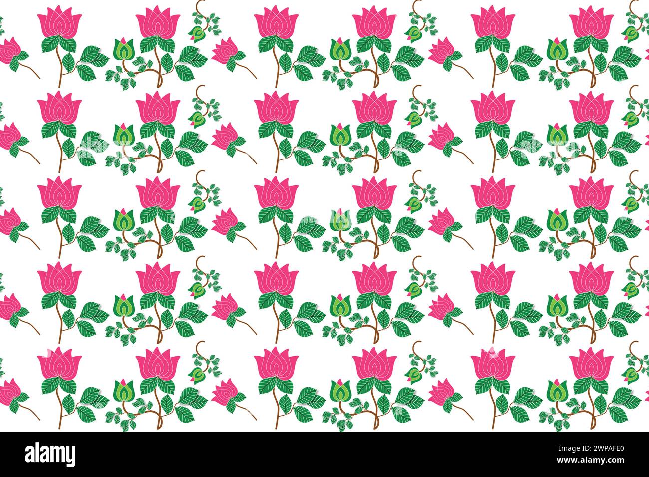 Rose Pink Flower with Leaf Seamless Background for Print and Decoration ...