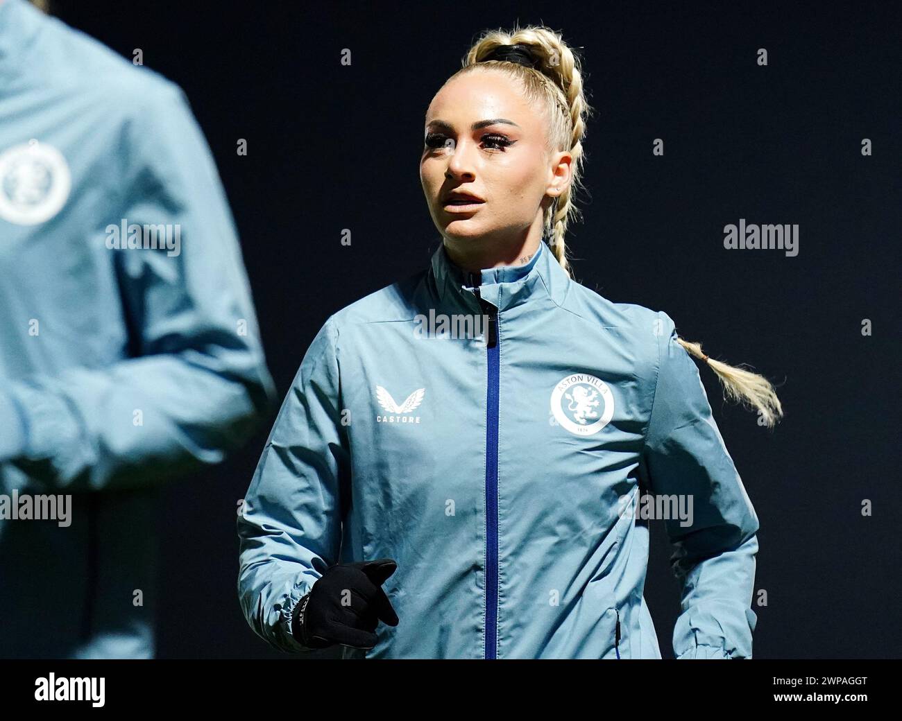 Aston Villa's Alisha Lehmann warms up ahead of the FA Women's Continental Tyres League Cup semi final match at Mangata Pay UK Stadium, Borehamwood. Picture date: Wednesday March 6, 2024. Stock Photo