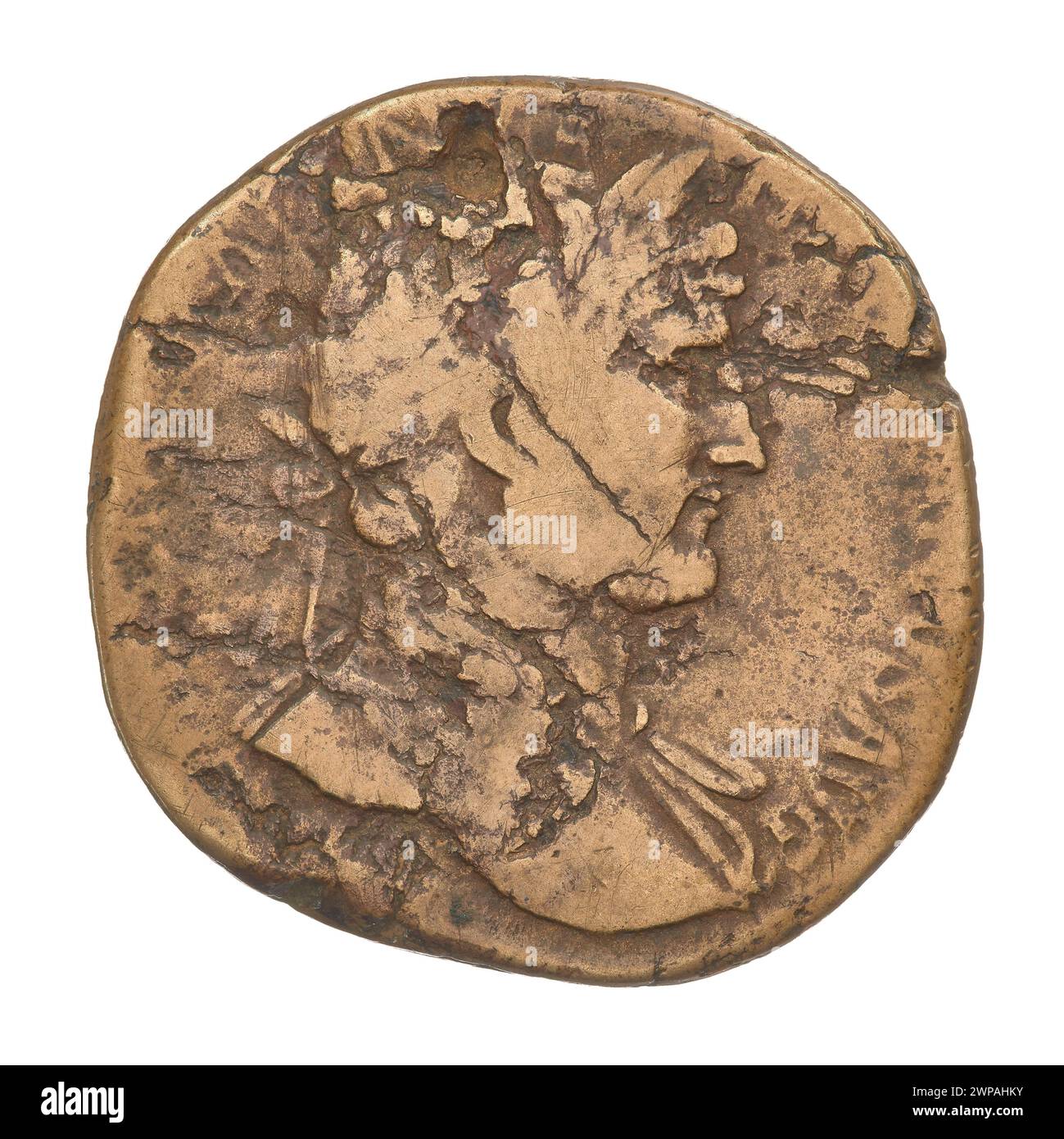 sesterce; Hadrian (76-138; Roman emperor 117-138); 119 (118-00-00-118-00-00);Jupiter (mitol.), Busters, laurel wreaths, spears Stock Photo