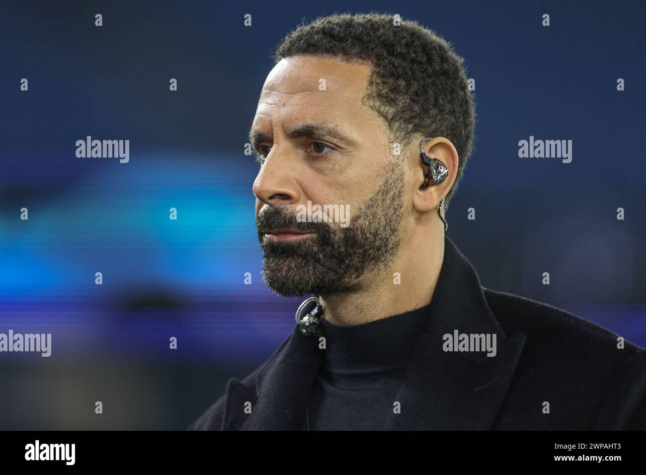 Rio Ferdinand during the UEFA Champions League match Manchester City vs F.C. Copenhagen at Etihad Stadium, Manchester, United Kingdom, 6th March 2024  (Photo by Mark Cosgrove/News Images) Stock Photo