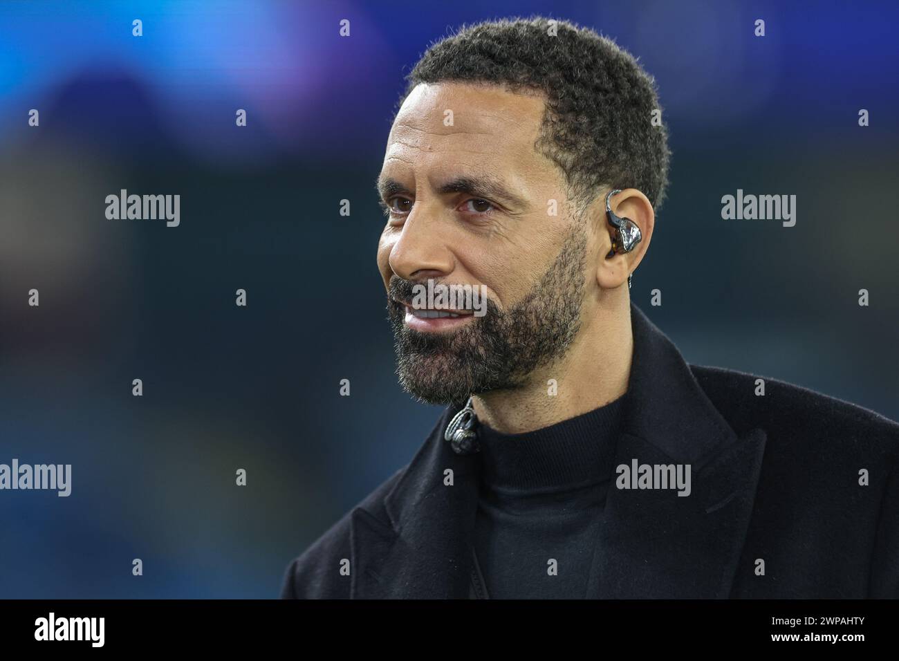 Rio Ferdinand during the UEFA Champions League match Manchester City vs F.C. Copenhagen at Etihad Stadium, Manchester, United Kingdom, 6th March 2024  (Photo by Mark Cosgrove/News Images) Stock Photo