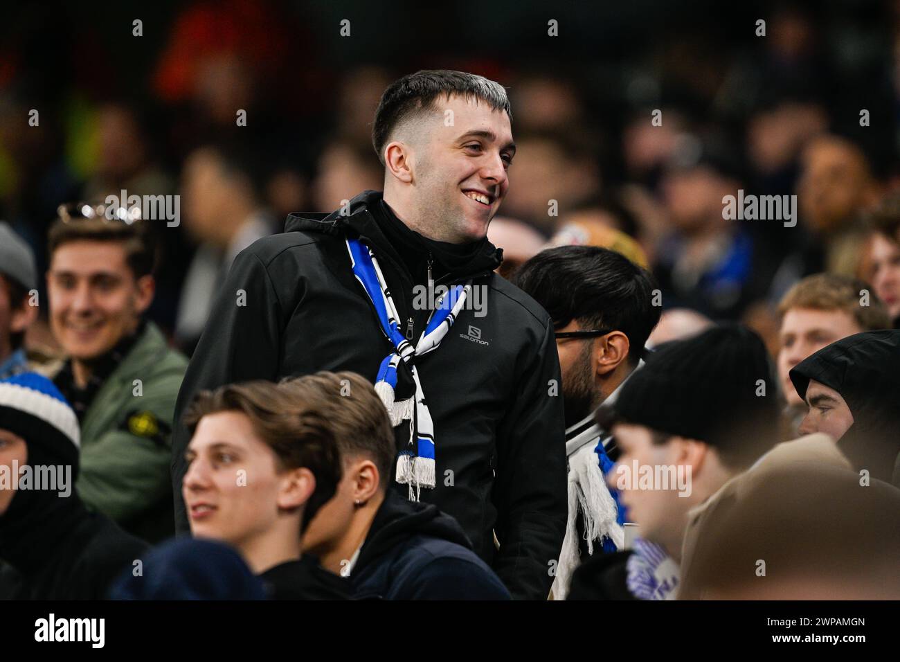 Copenhagen fan ahead of the UEFA Champions League match Manchester City vs F.C. Copenhagen at Etihad Stadium, Manchester, United Kingdom, 6th March 2024 (Photo by Cody Froggatt/News Images) in, on 3/6/2024. (Photo by Cody Froggatt/News Images/Sipa USA) Credit: Sipa USA/Alamy Live News Stock Photo