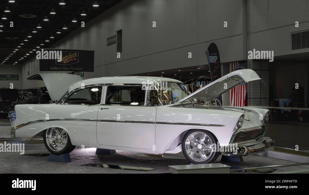 DETROIT, MI/USA - March 2, 2024: A 1956 Chevrolet Bel Air, 'Great 8' finalist, Ridler trophy contender, at Detroit AutoRama. Stock Photo