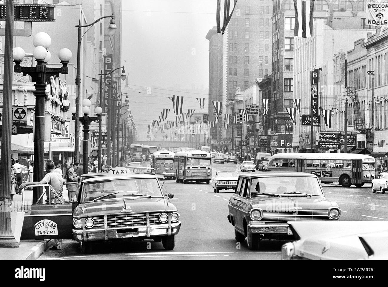 Street scene, commercial district, Birmingham, Alabama, USA, Marion S. Trikosko, U.S. News & World Report Magazine Photograph Collection, May 14, 1963 Stock Photo
