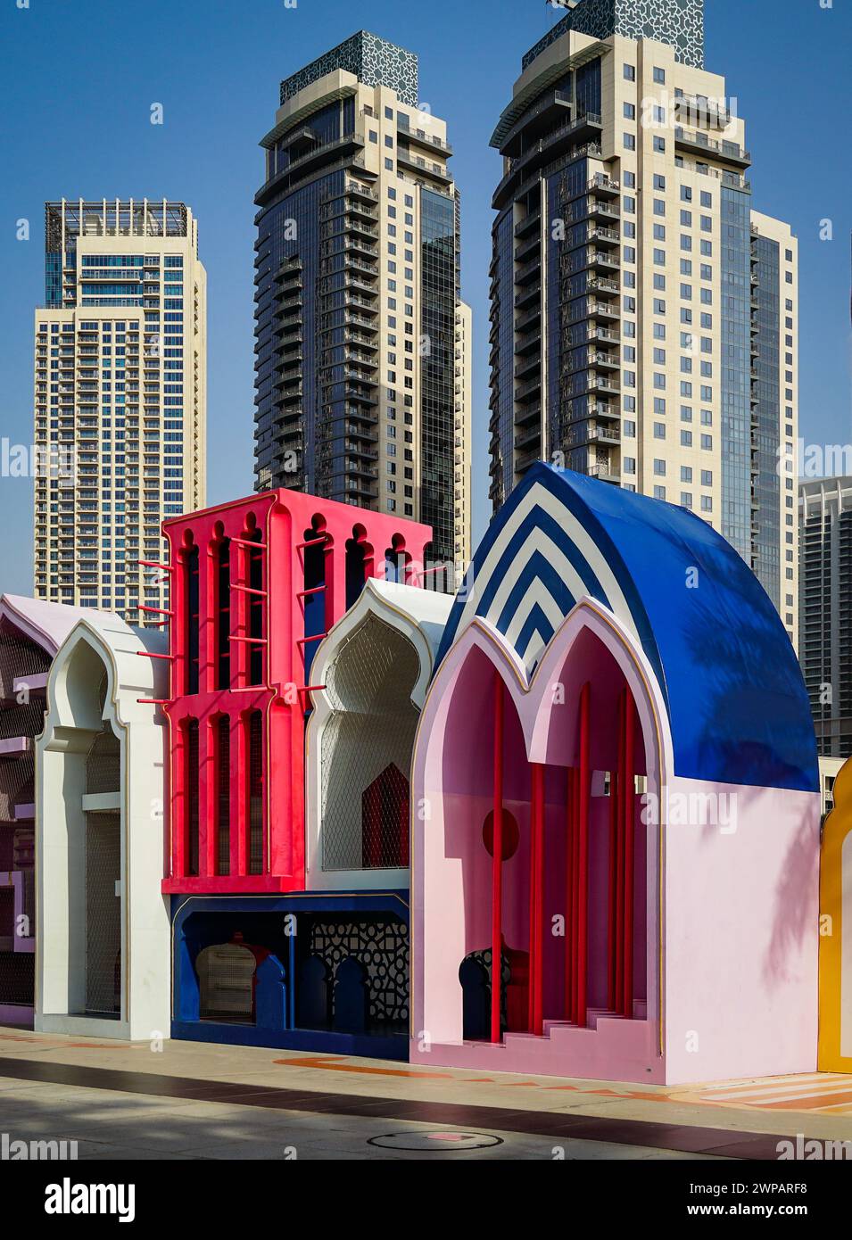 A beautiful and colorful playground depicting the ancient minarets Stock Photo