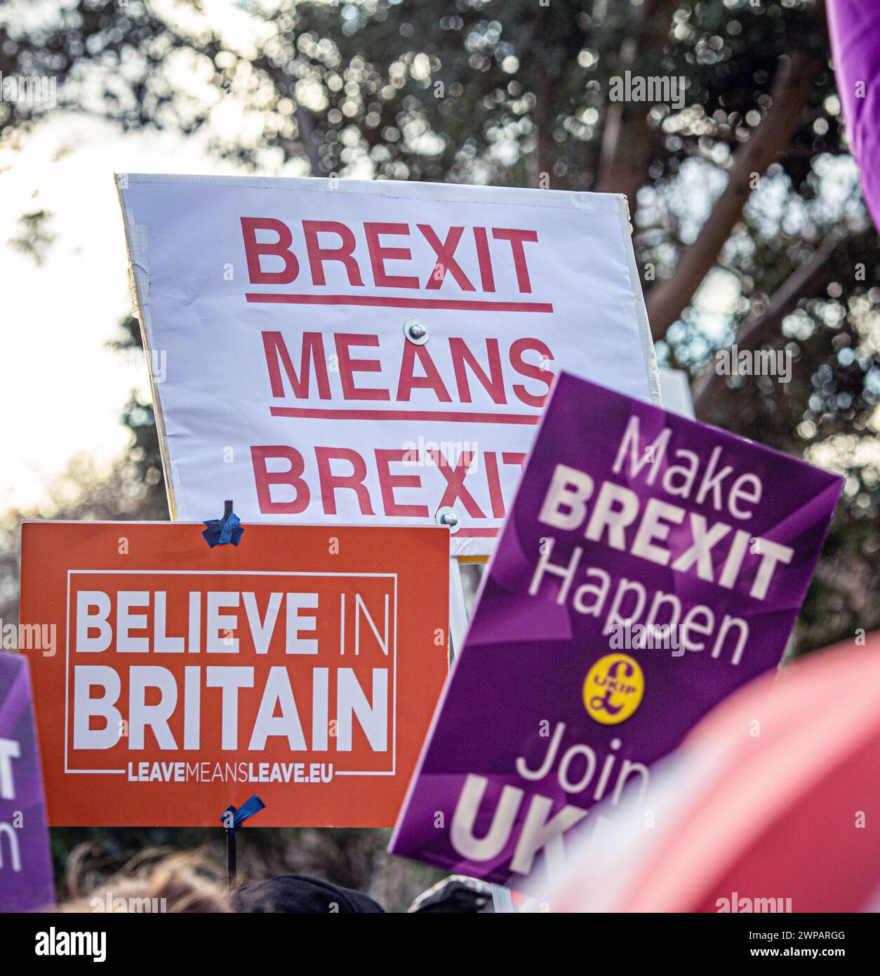 Brexit means Exit  protest march in London , Dec 9th 2018 Stock Photo