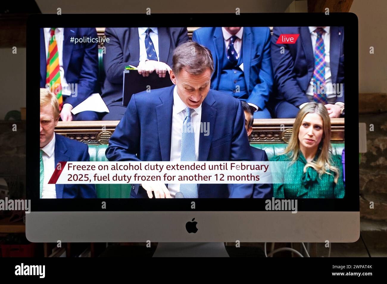 Jeremy Hunt Tory Conservative Chancellor of the Exchequer delivers Spring Budget 2024 on 6 March to the House of Commons London England UK Britain Stock Photo