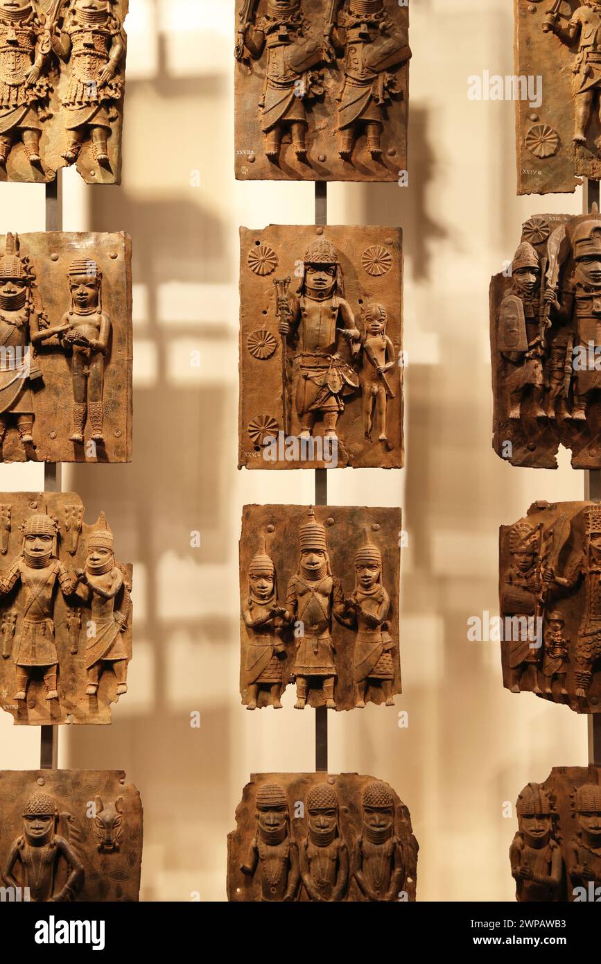 The Benin Bronzes, plaques made in the West African Kingdom of Benin