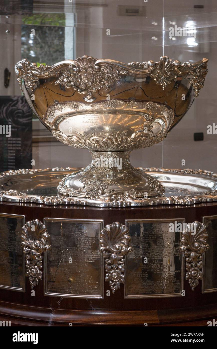 Torino, Italy. 6th Mar, 2024. The Davis Cup Trophy is on exhibition in Torino (Italy) after Italy won it in 2023 edition Credit: Marco Destefanis/Alamy Live News Stock Photo