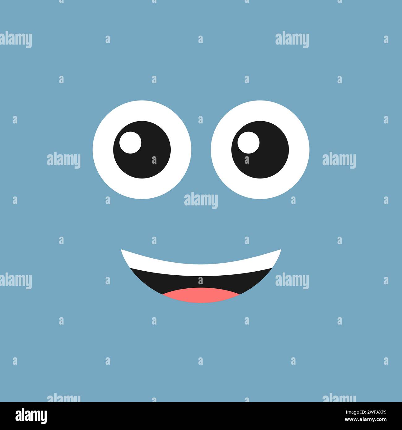 Smile face with emotions of joy on color background. Vector illustration Stock Vector