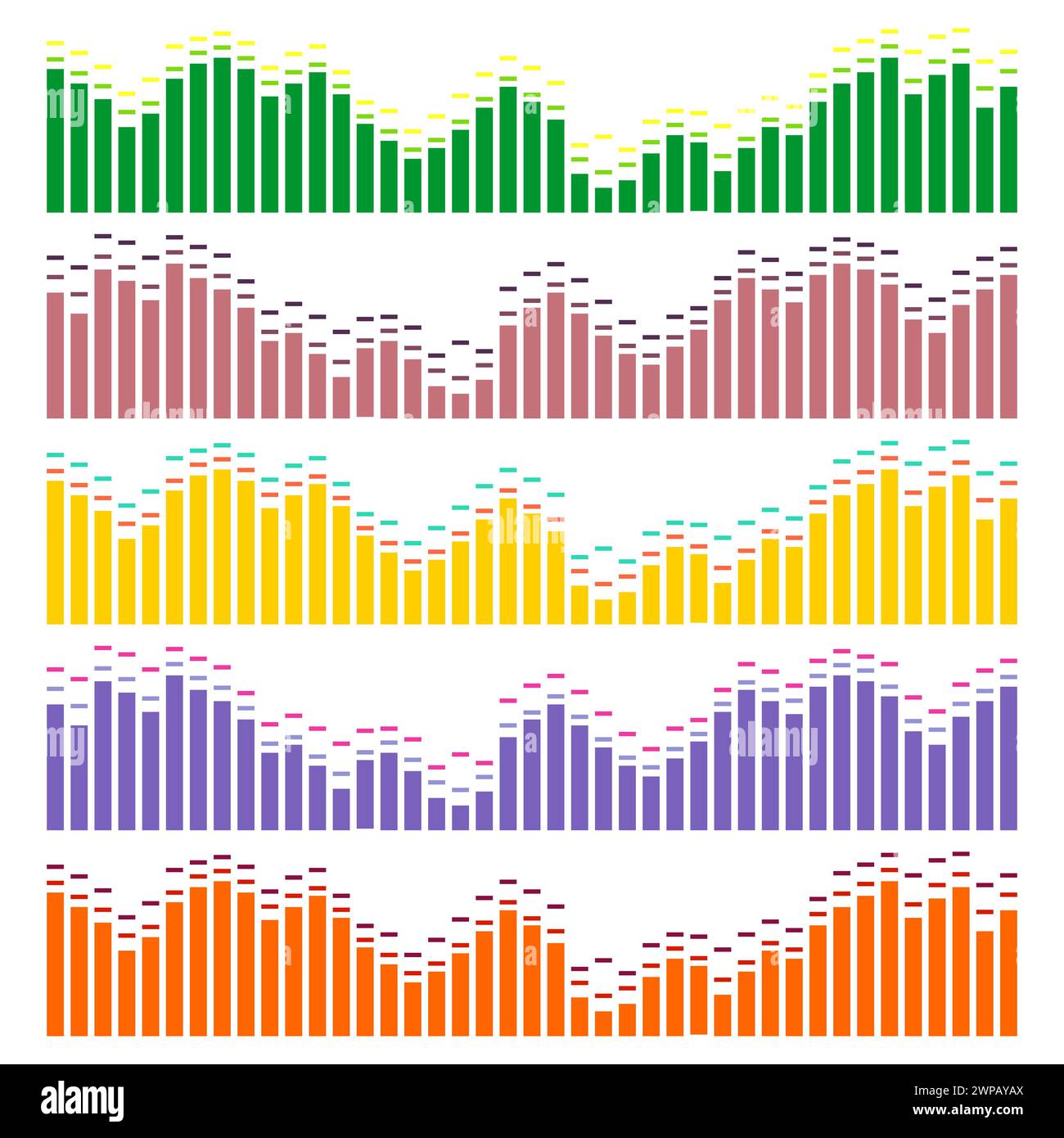 Sound waves vector set. Audio equalizer. Sound & audio waves isolated on white background. Stock Vector