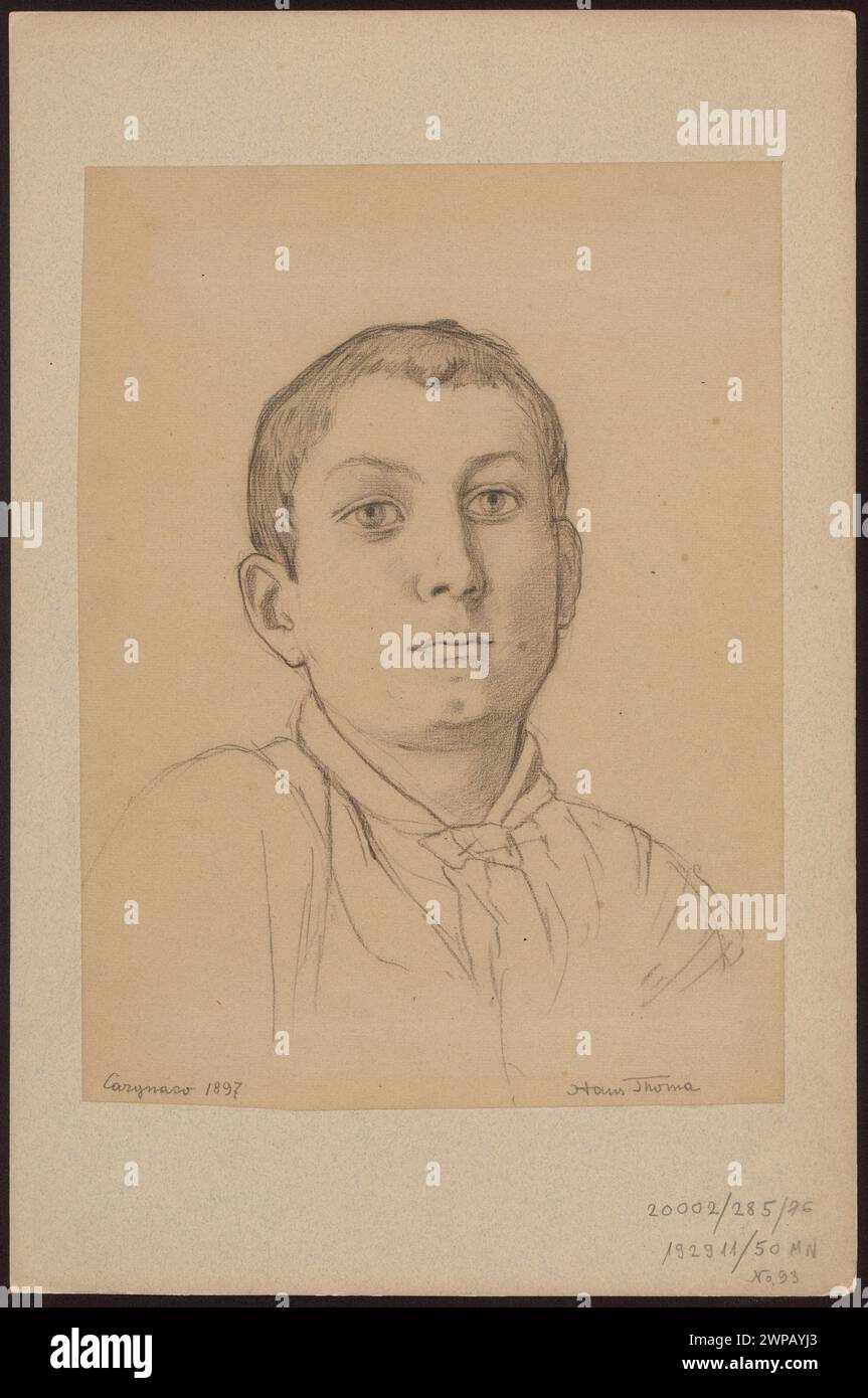A 1897 bust by Hans Thoma showing a child from Carignaco, Italy, preserved in the Schlesisches Museum collection, depicting Italian children. Stock Photo