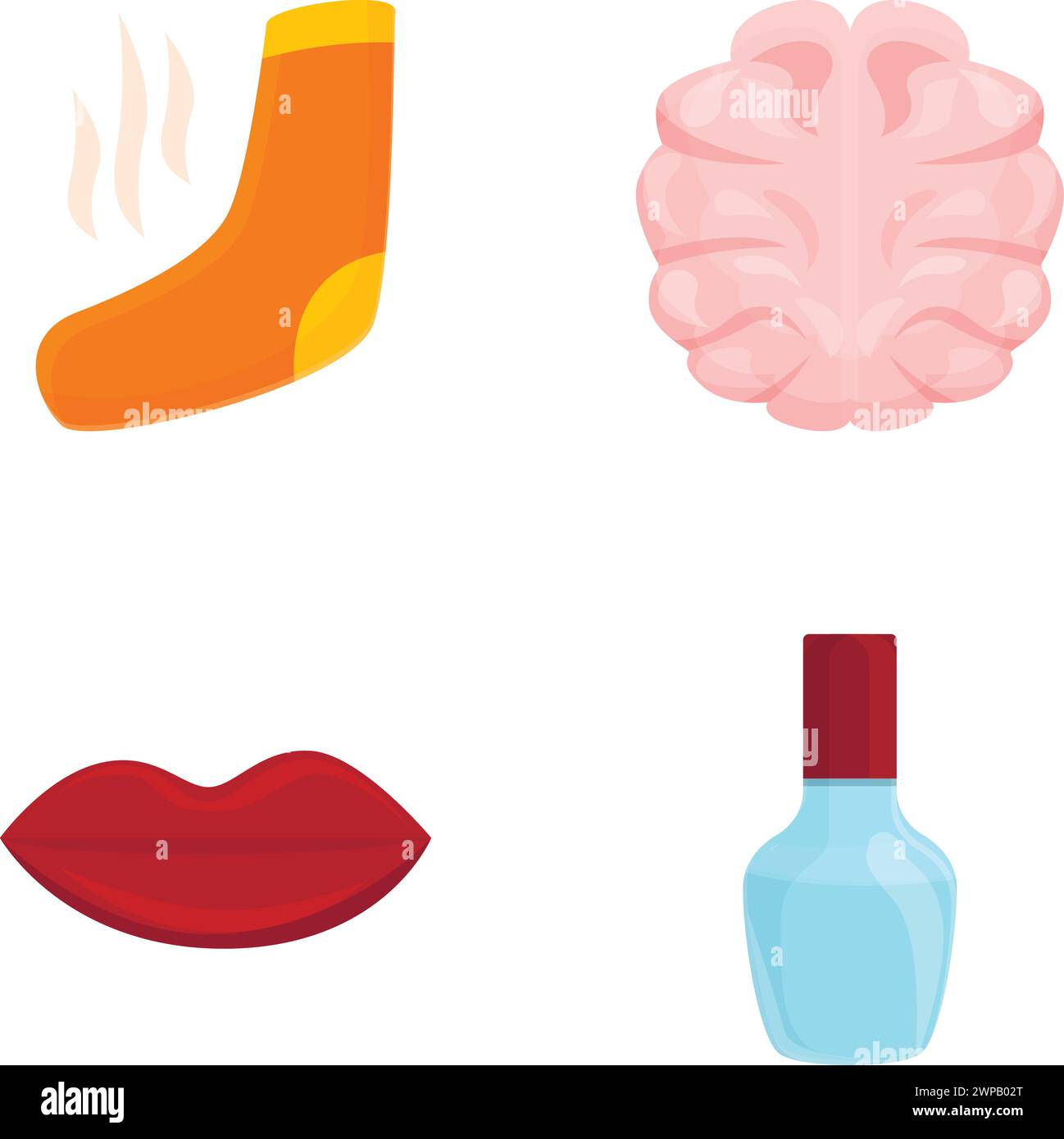 Feeling icons set cartoon vector. Human perception element. Taste, smell Stock Vector