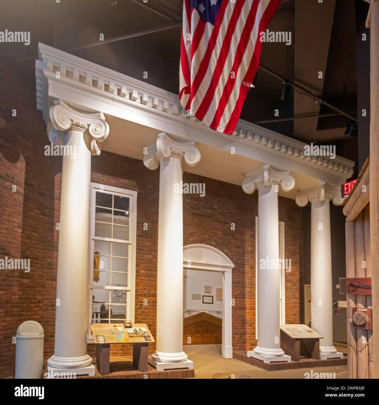 Lansing, Michigan - The Michigan History Museum includes a replica of Michigan's Territorial Capitol from 1828. The building, in Detroit, became Michi Stock Photo