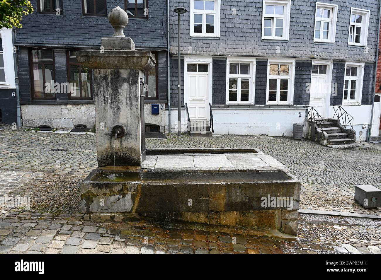 Source in historical center town of Stavelot, Stock Photo