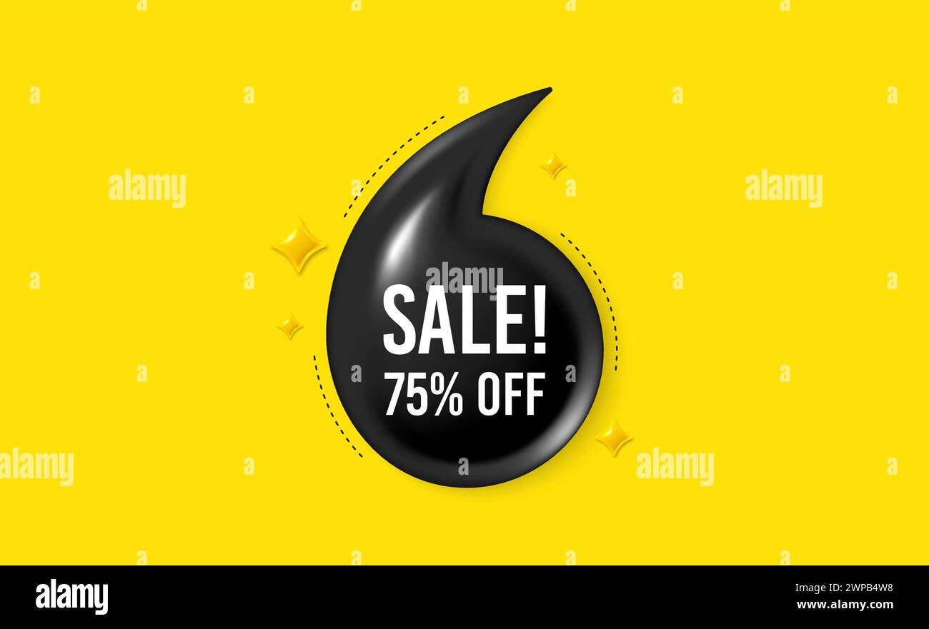 Sale 75 percent off discount. Promotion price offer sign. Offer 3d quotation banner. Vector Stock Vector
