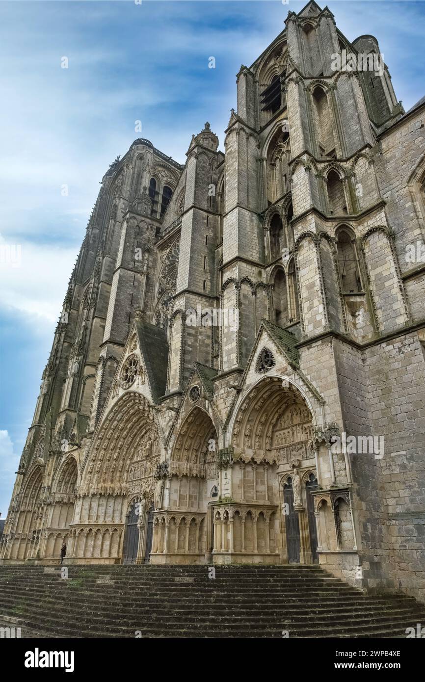 The Historic Saint Etienne Cathedral Under A Sunny Sky In Bourges the-historic-saint-etienne-cathedral-under-a-sunny-sky-in-bourges