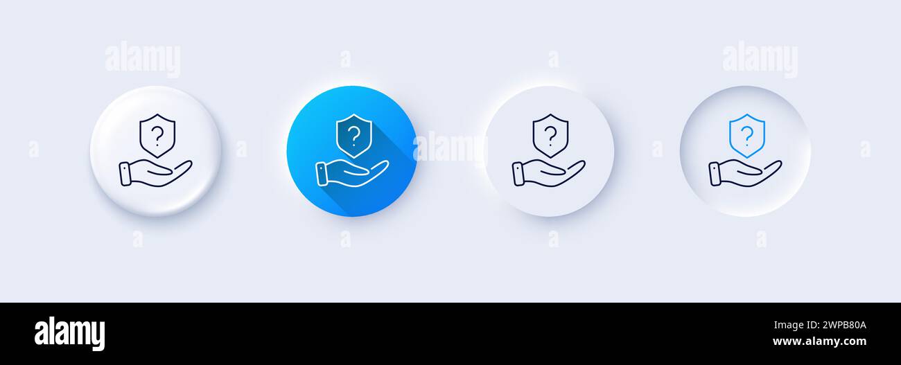 Protection shield line icon. Helping hand sign. Line icons. Vector ...