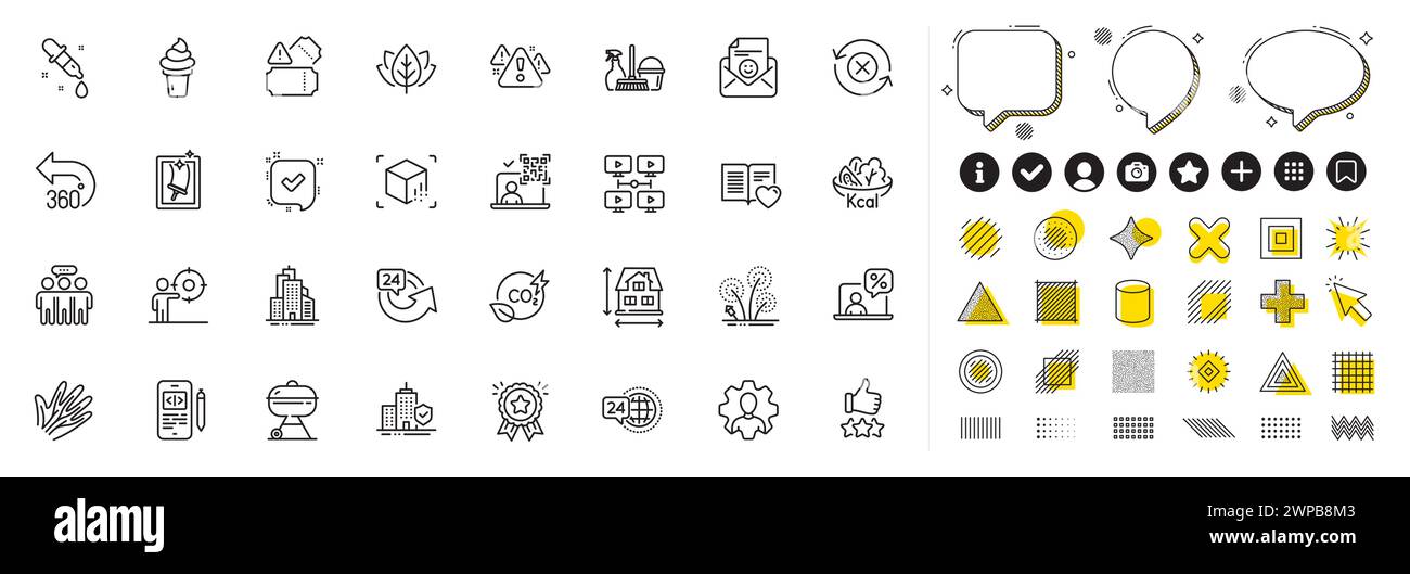 Set of Warning, Employees group and Love book line icons for web app. Pictogram icon Vector Stock Vector