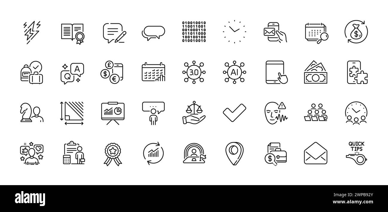 Binary code, Lgbt and Consulting business line icons pack. For web app. Line icons. Vector Stock Vector