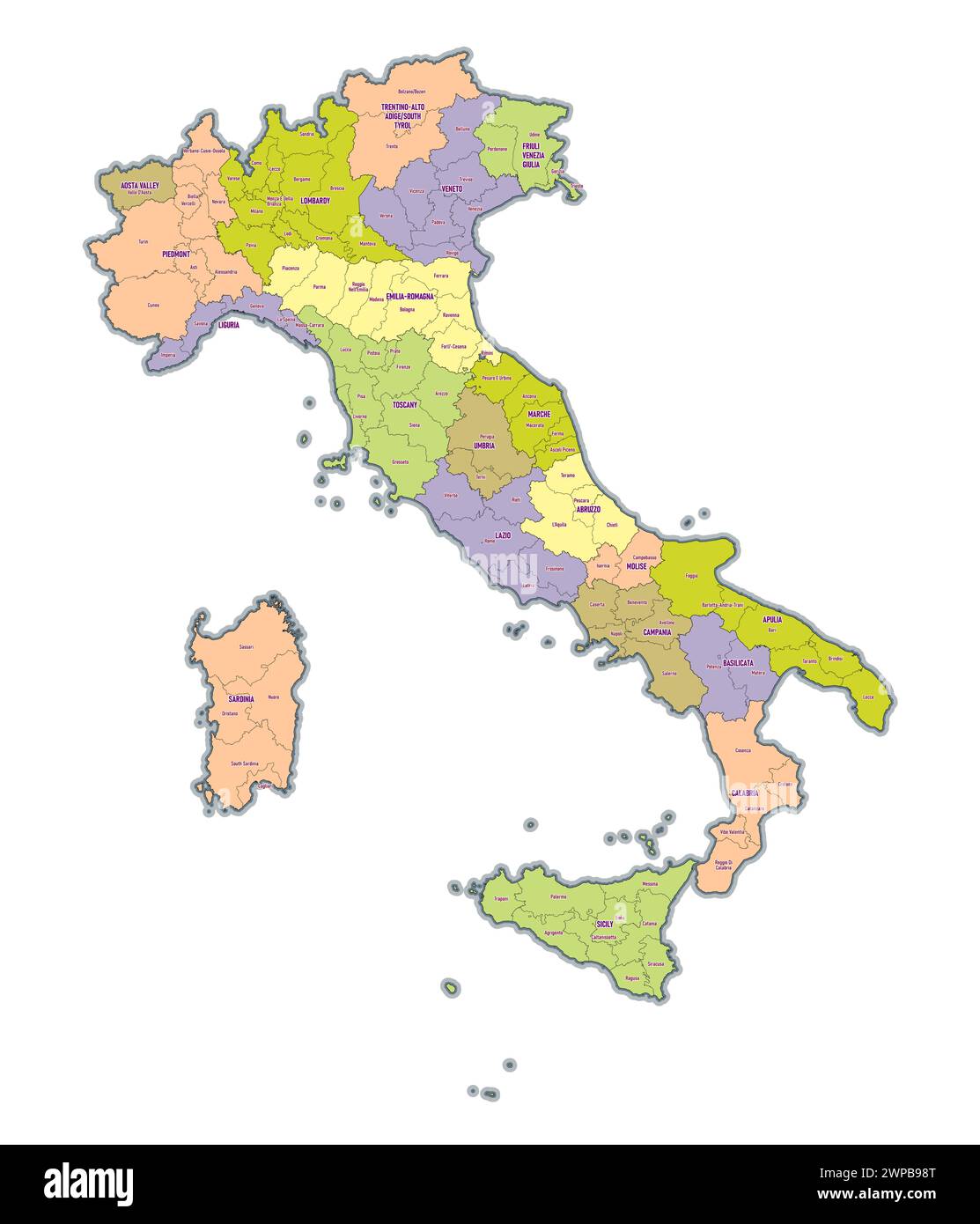 Italy regions map Stock Vector Images - Page 2 - Alamy
