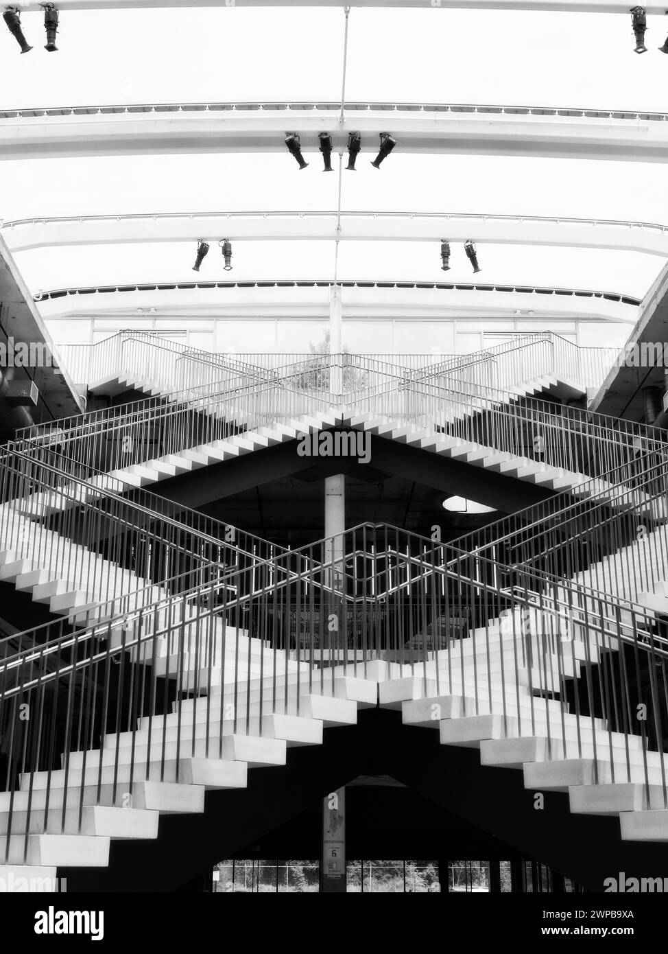 Symmetrical stairway in POST, Houston, TX Stock Photo