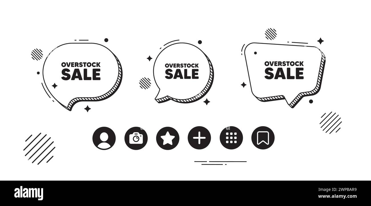 Overstock sale tag. Special offer price sign. Speech bubble offer icons. Vector Stock Vector