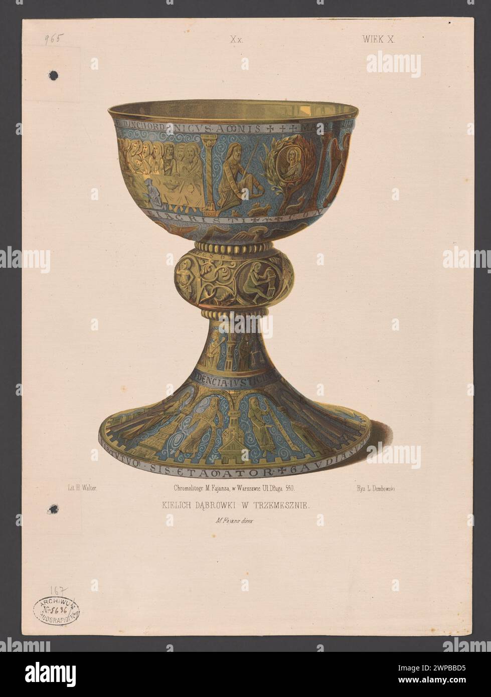 The cup of D Bowki in Trzemeszno, il. Z: Aleksander Przedziecki, Edward Rastawiecki, 'Patterns of the Medaline Arts and from the Rebirth Age after the end of the 17th century in former Poland' (Warsaw, Paris, 1853-1855), Series 1, tab. XX; Dembowski, Leon (1823-1904), Walter, H., Fajans, Maksymilian (Warsaw; lithographic and photographic inn; 1853-1892), Fajans, Maksymilian (1825-1890), Przedziecki, Aleksander (1814-1871), Rastawiecki, Edward (1804-1874), Unger, Józef (Warsaw; Drukarnia, Publisher, Ksi Garnia; 1841-Ca 1877); 1853-1855 (1853-00-00-1855-00-00); Stock Photo