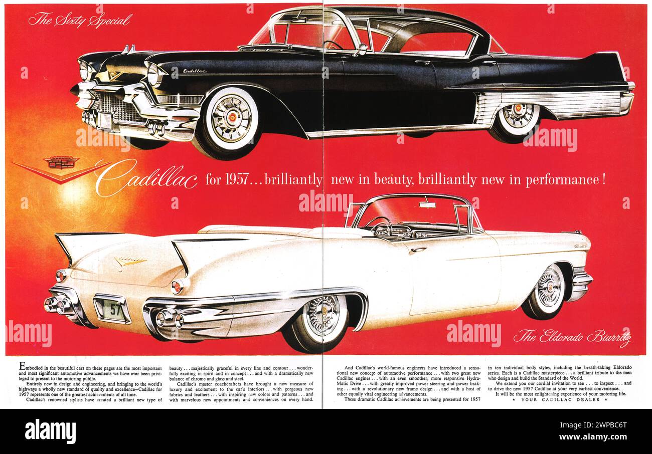 1956 Cadillac Eldorado Biarritz Print Ad Stock Photo